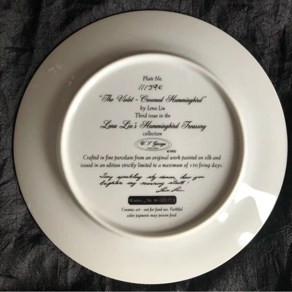 Collectible Decorative Plates: Lena Liu’s Hummingbird Treasury Set of 6 - Picture 11 of 17
